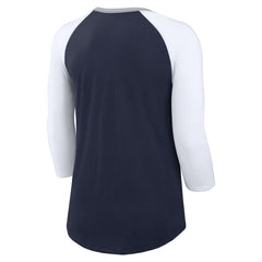 Nike Dallas Cowboys Women's Knockout Arch Raglan Tri-Blend 3/4-Sleeve T-Shirt Navy/White
