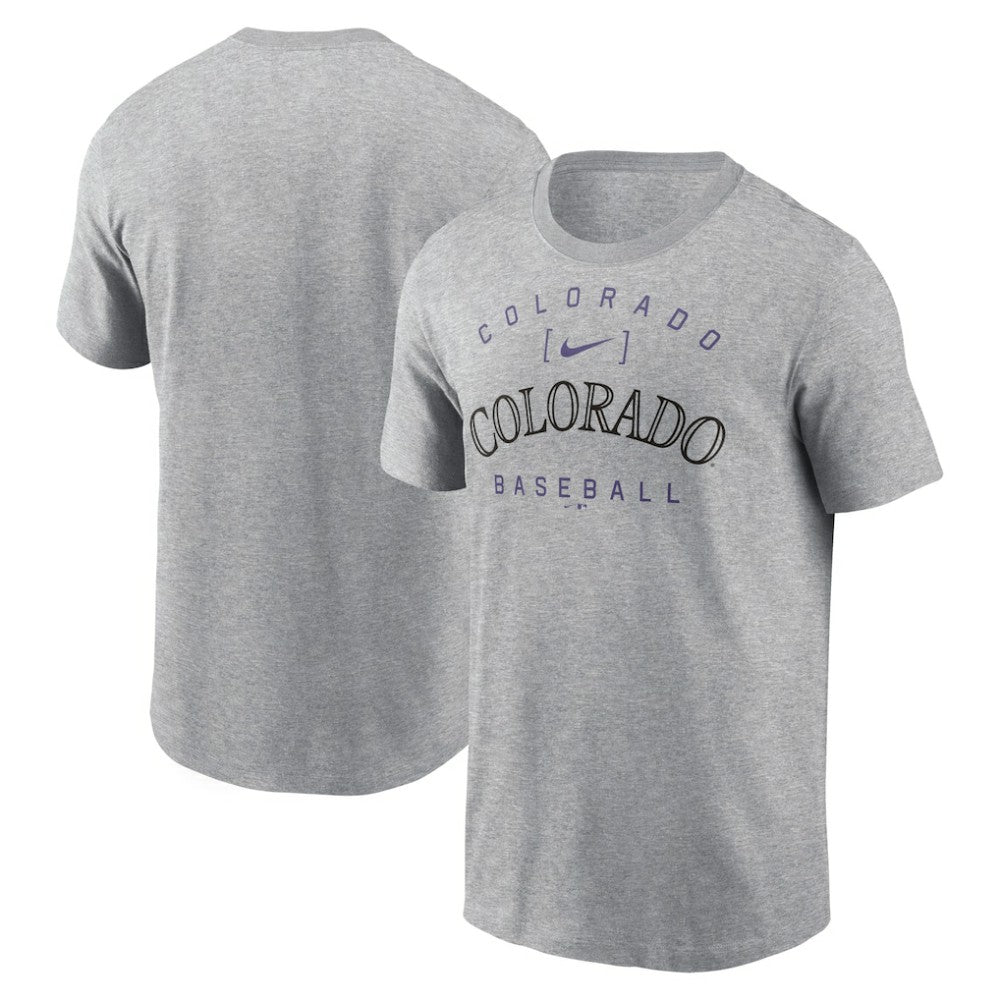 Colorado Rockies Nike Home Team Athletic Arch T-Shirt - Heather Gray - Nike on Sale