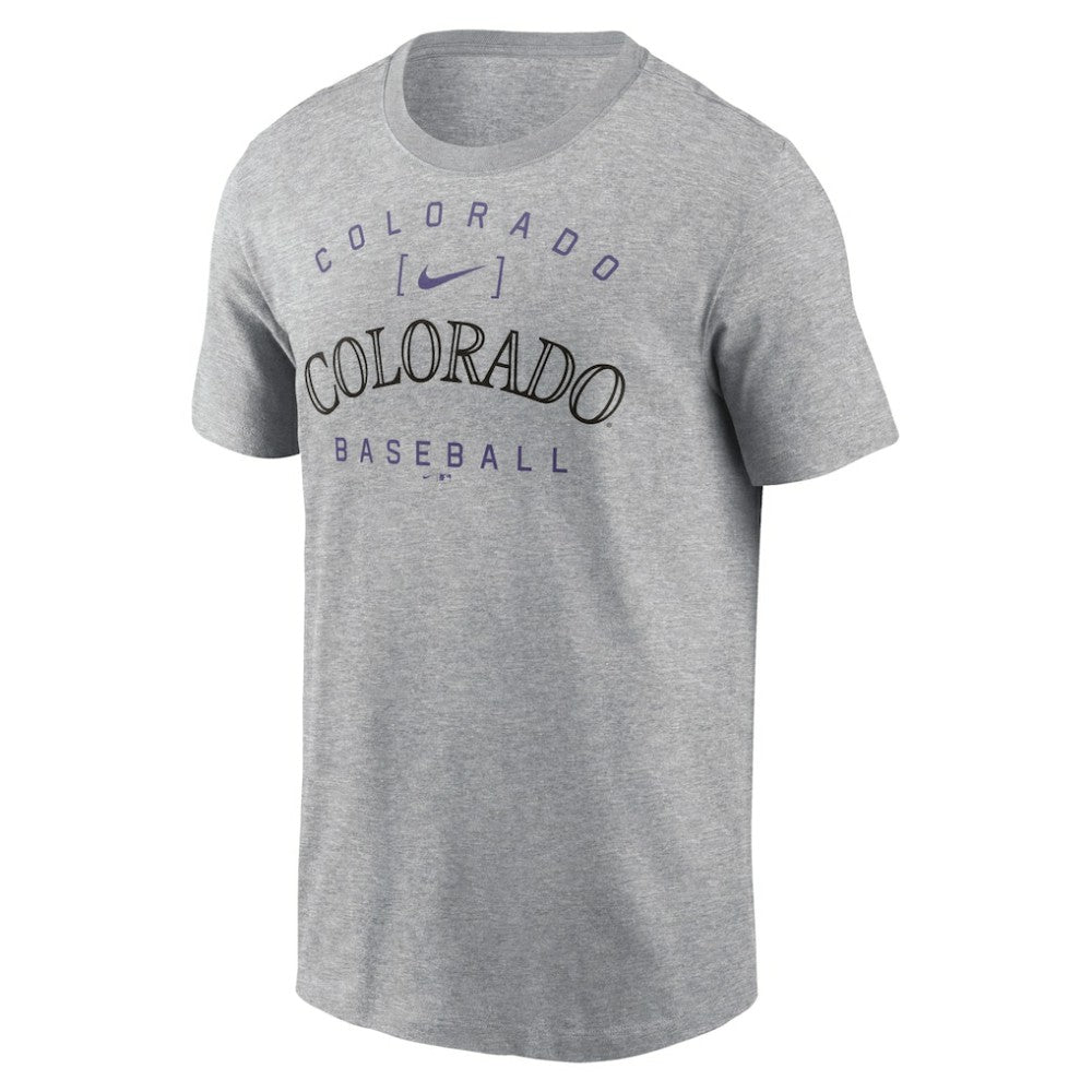 Colorado Rockies Nike Home Team Athletic Arch T-Shirt - Heather Gray - Nike on Sale