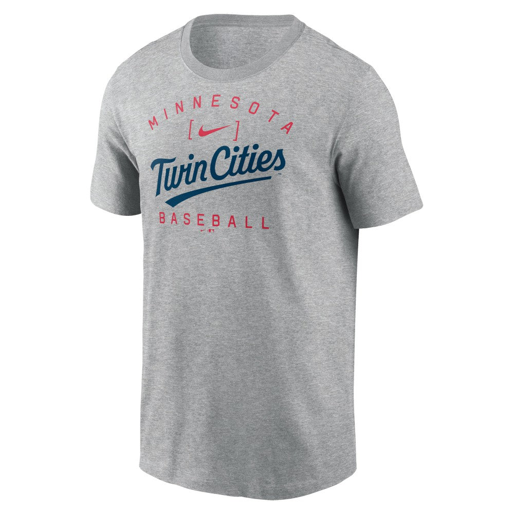 Minnesota Twins Nike Home Team Athletic Arch T-Shirt - Heather Gray - Nike Sale
