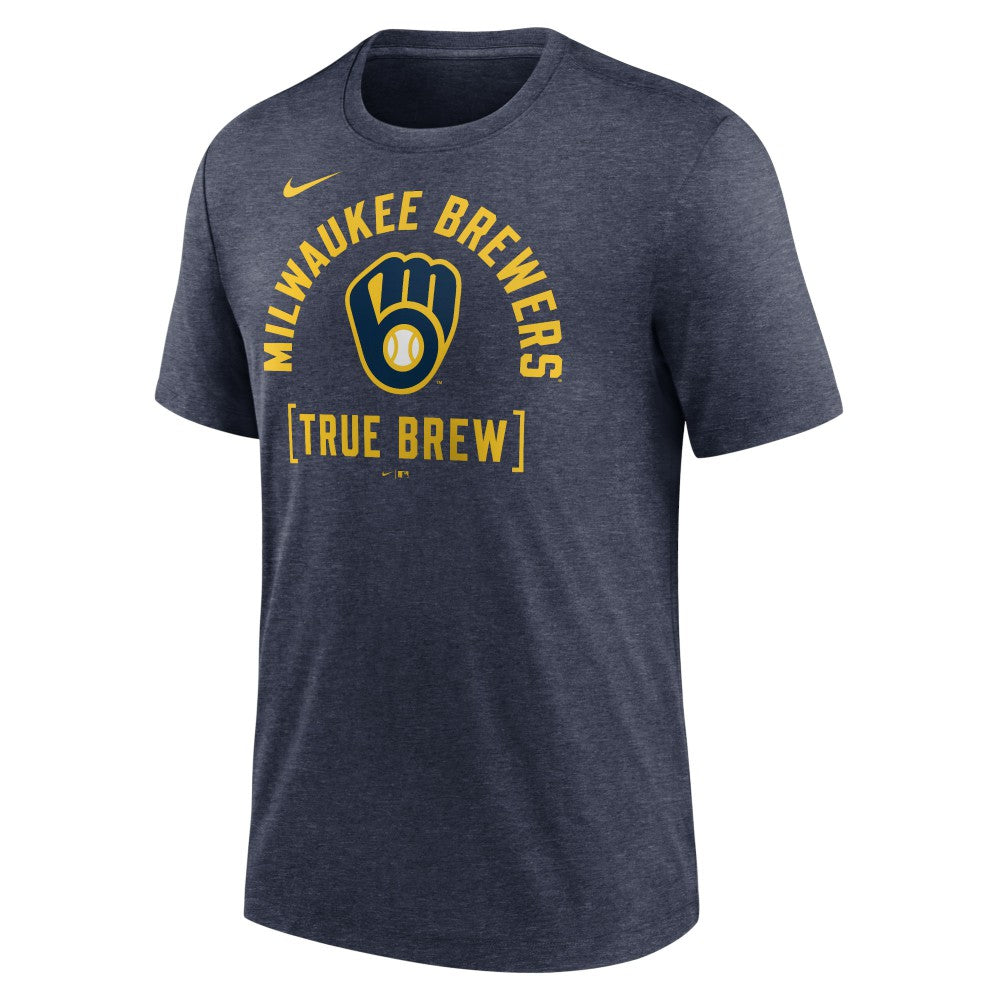 Milwaukee Brewers Nike Swing Big Tri-Blend T-Shirt - Heather Navy - Nike Online