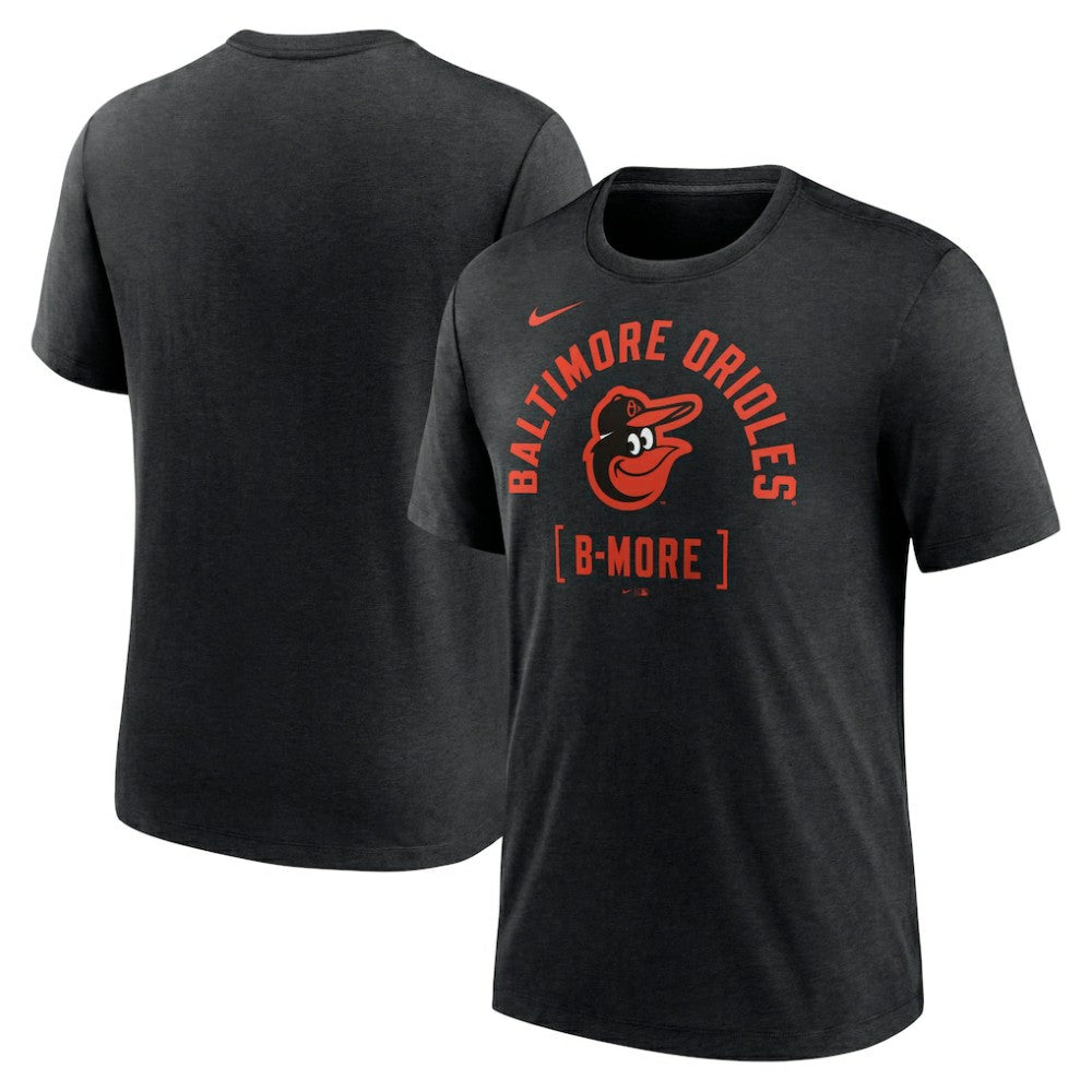 Baltimore Orioles Nike Swing Big Tri-Blend T-Shirt - Heather Black - Nike Lifestyle