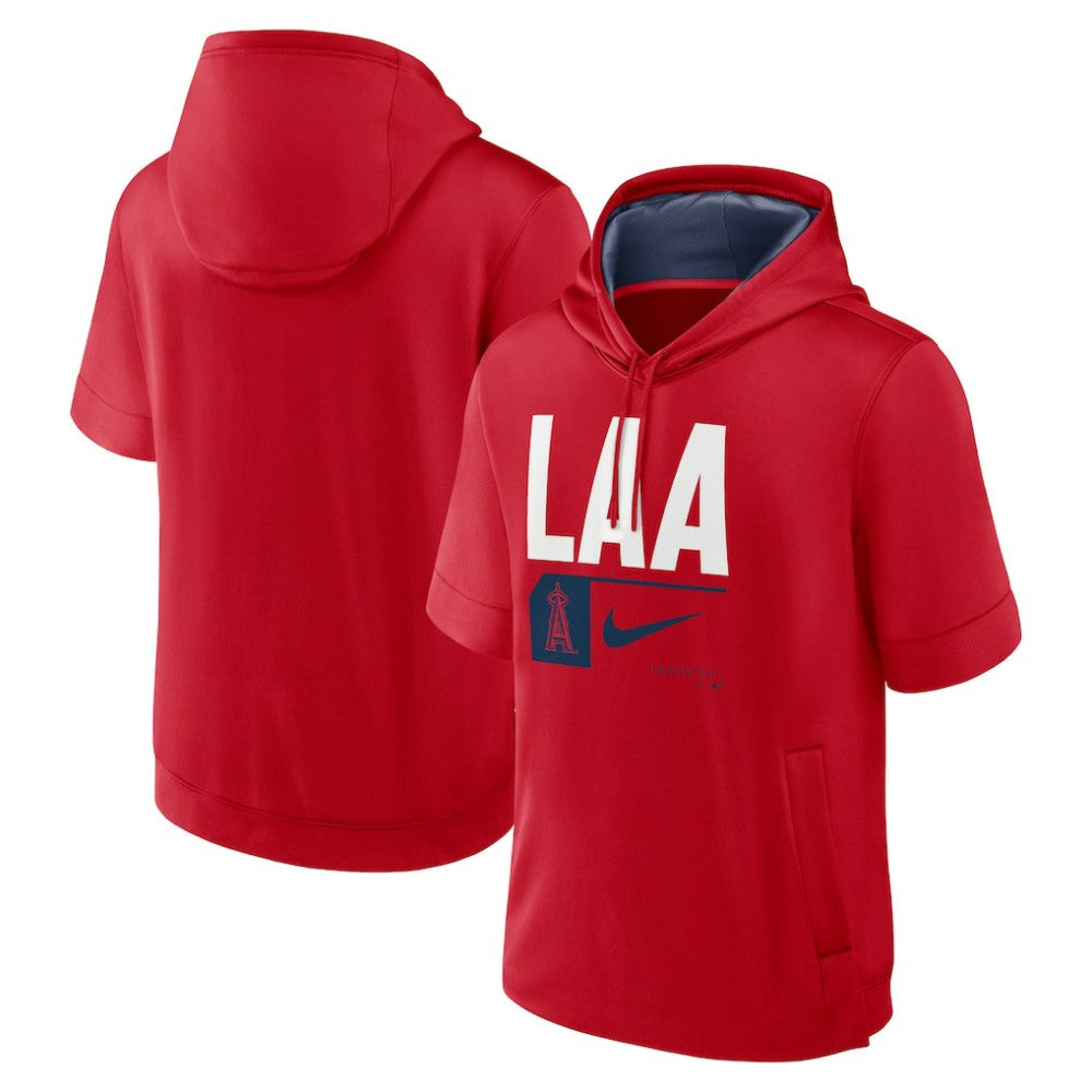 Los Angeles Angels Nike Tri Code Lockup Short Sleeve Pullover Hoodie - Red - Nike Online