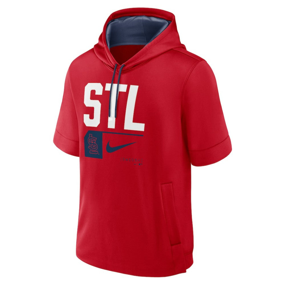 St. Louis Cardinals Nike Tri Code Lockup Short Sleeve Pullover Hoodie - Red - Nike on Sale