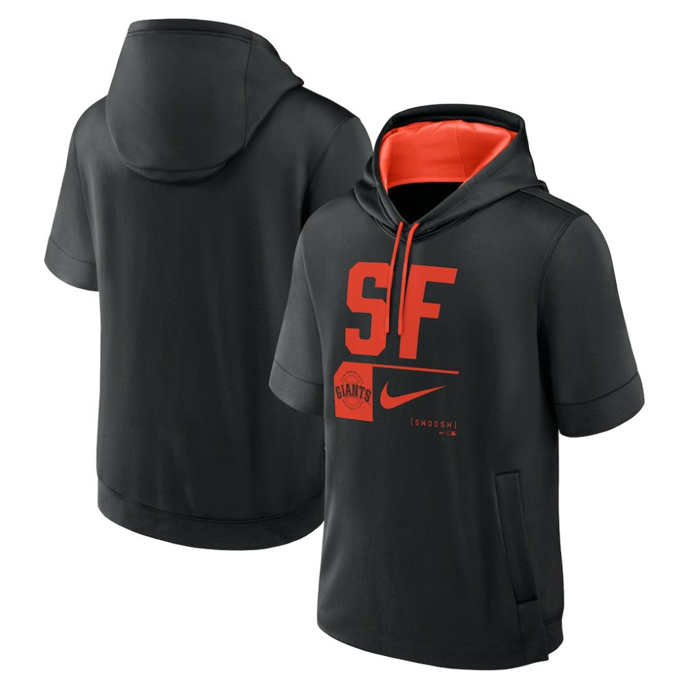 San Francisco Giants Nike Tri Code Lockup Short Sleeve Pullover Hoodie - Black - Nike Sale