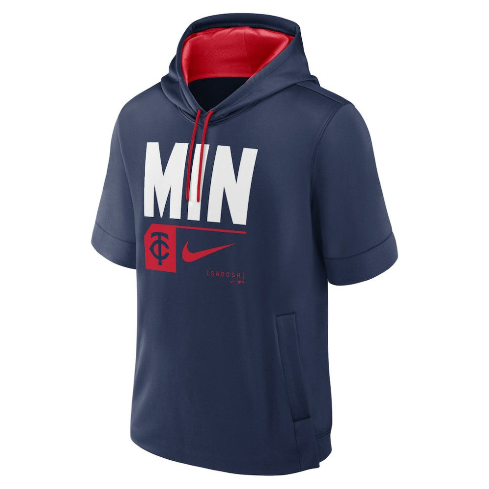 Minnesota Twins Nike Tri Code Lockup Short Sleeve Pullover Hoodie - Navy - Nike Lifestyle