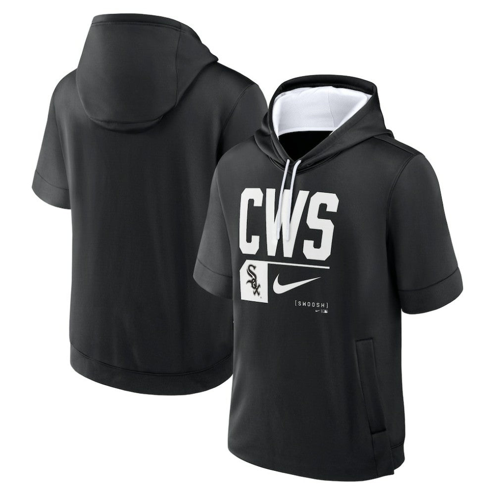 Chicago White Sox Nike Tri Code Lockup Short Sleeve Pullover Hoodie - Black - Nike Sale