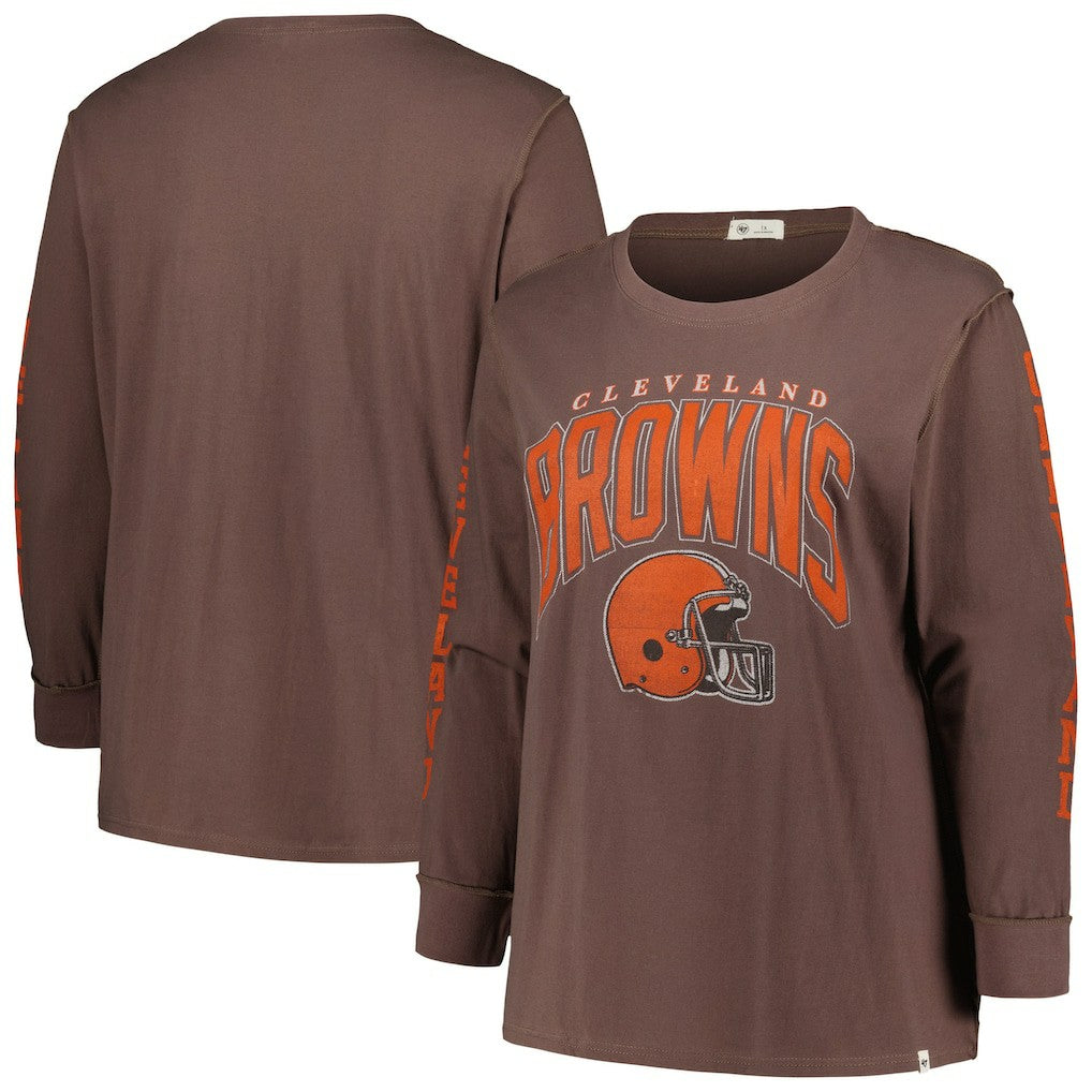47 brand Cleveland Browns '47 Women's Plus Size Honey Cat SOA Long Sleeve T-Shirt Brown