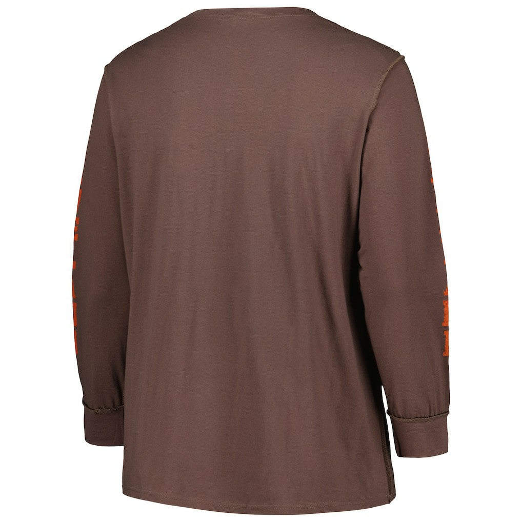 47 brand Cleveland Browns '47 Women's Plus Size Honey Cat SOA Long Sleeve T-Shirt Brown