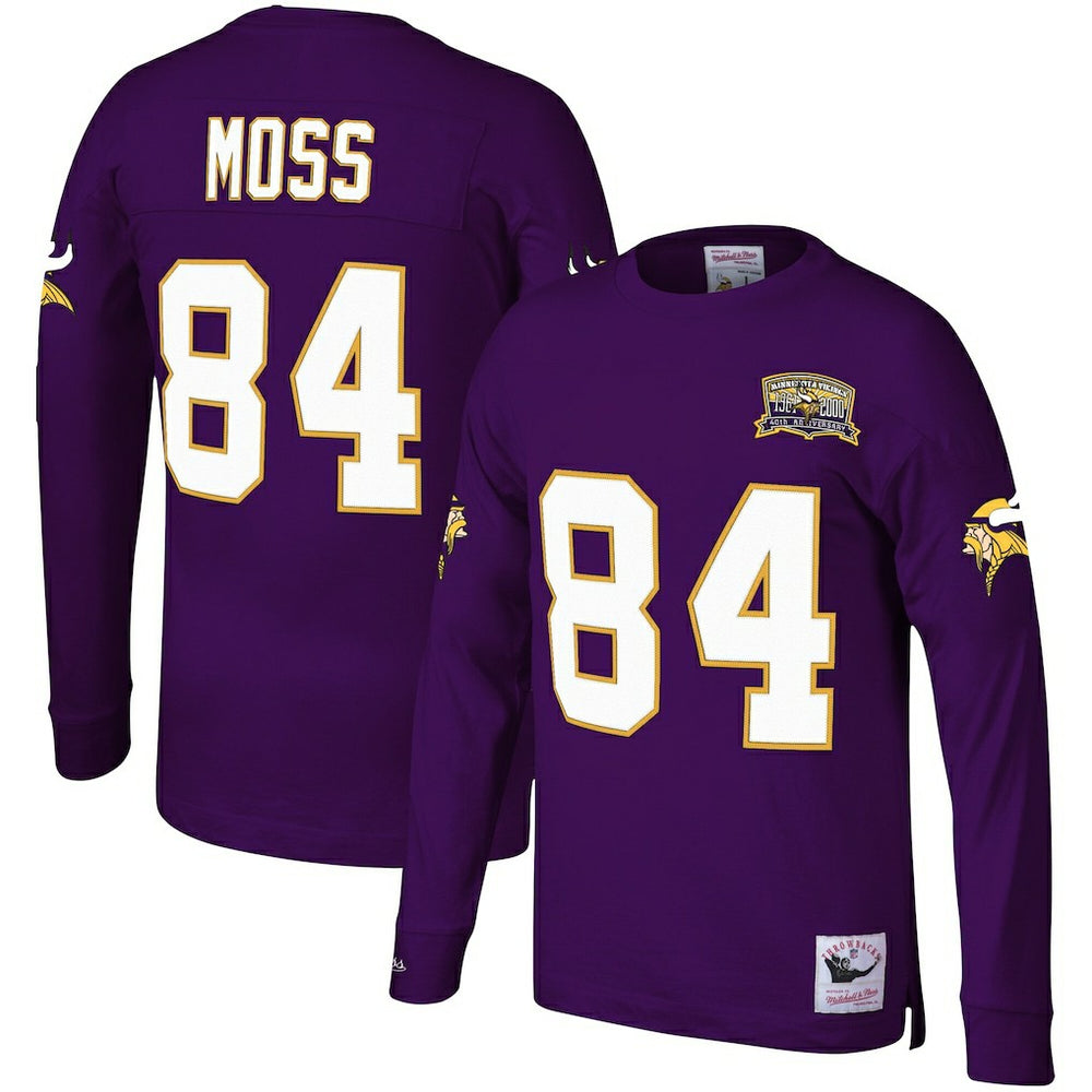 Mitchell & Ness Randy Moss Minnesota Vikings Big & Tall Retired Player Name & Number Long Sleeve Top Purple