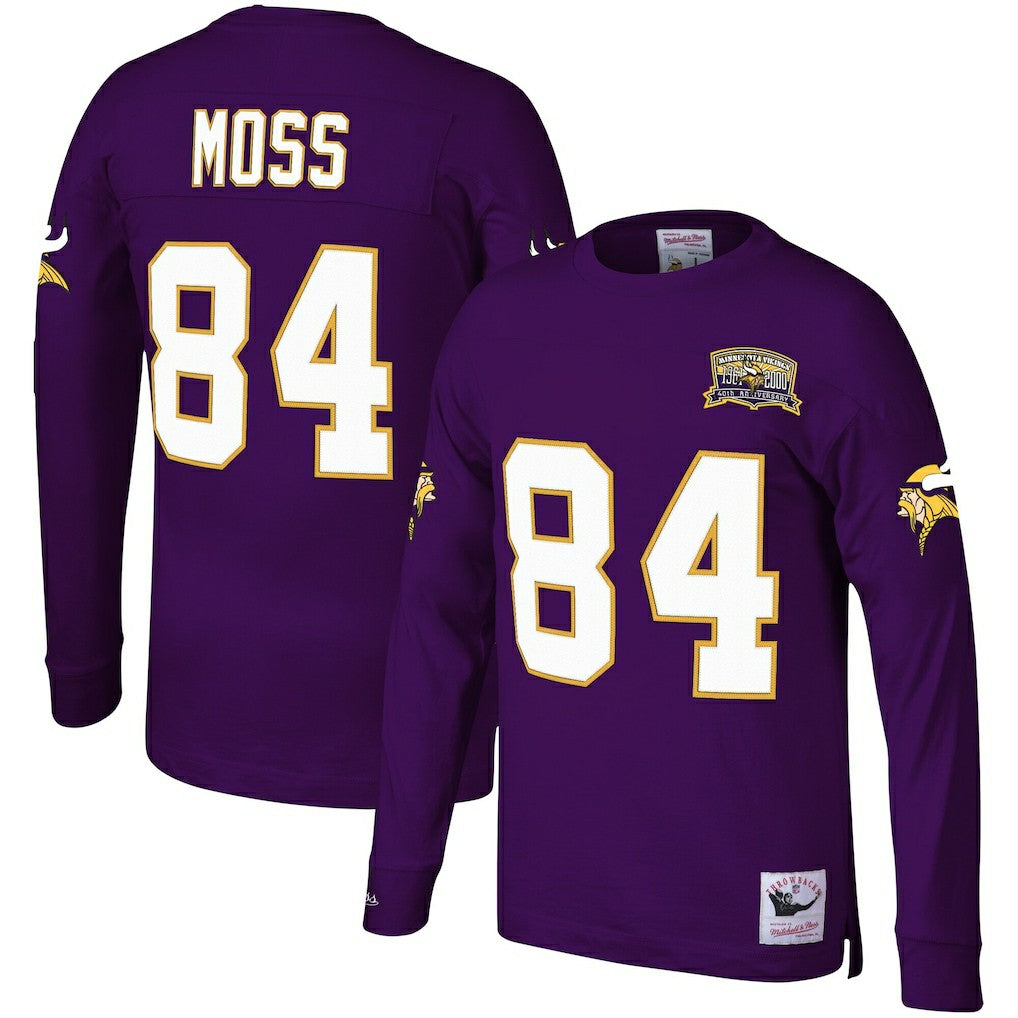 Mitchell & Ness Randy Moss Minnesota Vikings Big & Tall Retired Player Name & Number Long Sleeve Top Purple