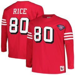 Mitchell & Ness Jerry Rice San Francisco 49ers Big & Tall Cut & Sew Player Name & Number Long Sleeve T-Shirt Scarlet