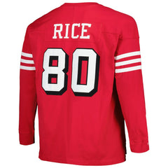 Mitchell & Ness Jerry Rice San Francisco 49ers Big & Tall Cut & Sew Player Name & Number Long Sleeve T-Shirt Scarlet