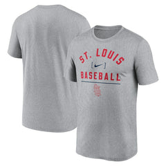 St. Louis Cardinals Nike Arch Baseball Stack Performance T-Shirt - Heather Charcoal - Nike Online