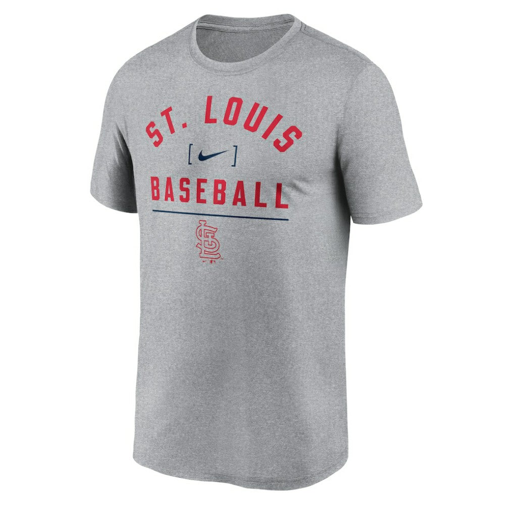 St. Louis Cardinals Nike Arch Baseball Stack Performance T-Shirt - Heather Charcoal - Nike Online