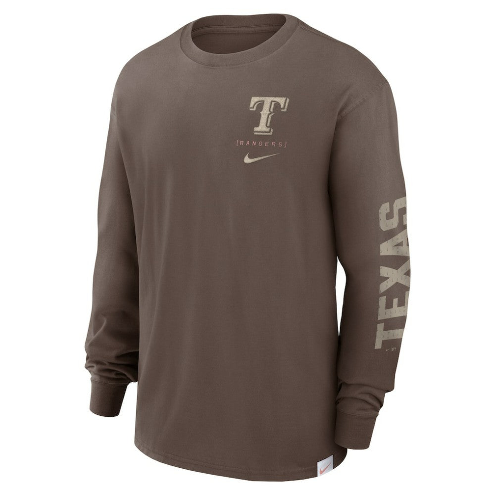 Texas Rangers Nike Statement Max90 Long Sleeve T-Shirt - Light Brown - Nike Sale