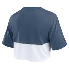Houston Astros Fanatics Women's Color Split Boxy Cropped T-Shirt - Navy/White - Fanatics Discount