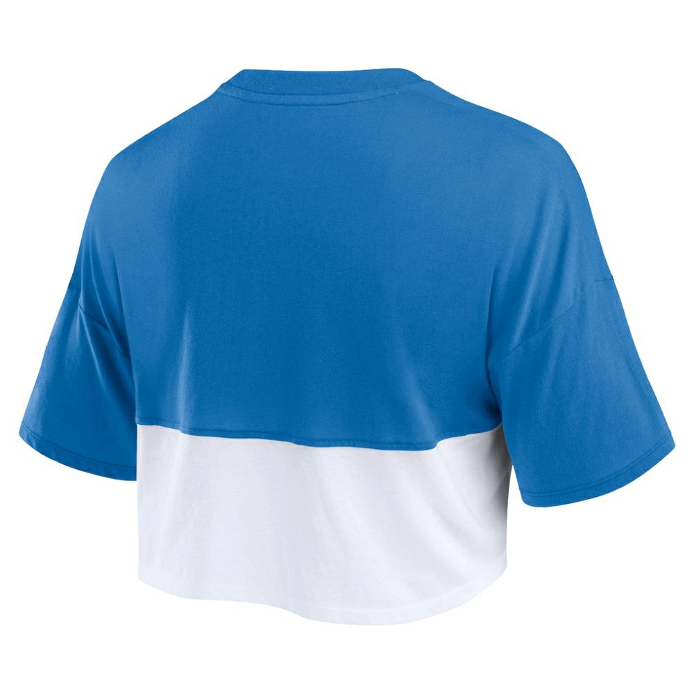 Los Angeles Dodgers Fanatics Women's Color Split Boxy Cropped T-Shirt - Royal/White - Fanatics Discount