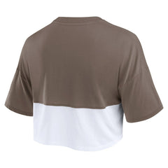 San Diego Padres Fanatics Women's Color Split Boxy Cropped T-Shirt - Brown/White - Fanatics on Sale