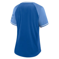 Kansas City Royals Fanatics Women's Glitz & Glam League Diva Raglan V-Neck T-Shirt - Royal - Fanatics Online
