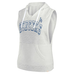 Los Angeles Dodgers Fanatics Women's Lounge Script Sleeveless Pullover Hoodie - Ash - Fanatics Sale