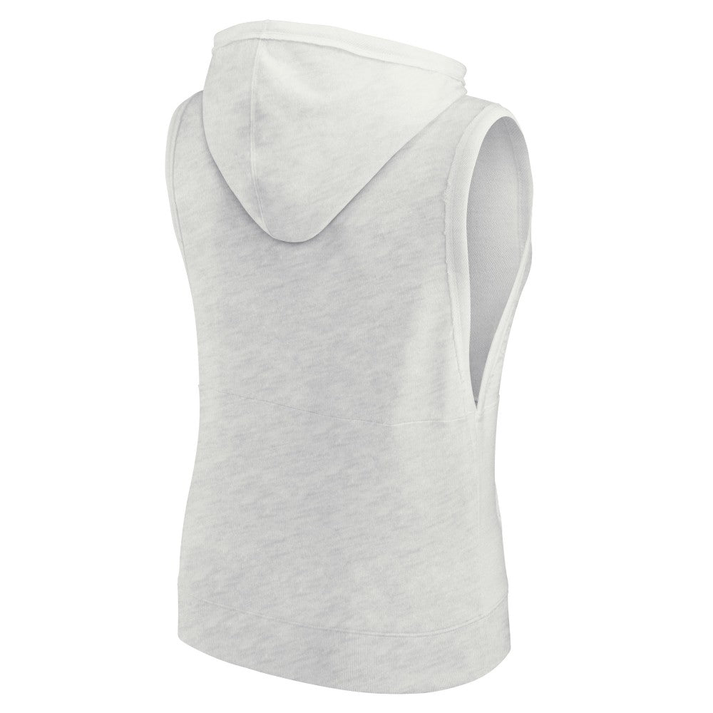 Los Angeles Dodgers Fanatics Women's Lounge Script Sleeveless Pullover Hoodie - Ash - Fanatics Sale