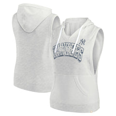 New York Yankees Fanatics Women's Lounge Script Sleeveless Pullover Hoodie - Ash - Fanatics Sale