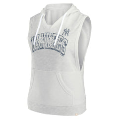 New York Yankees Fanatics Women's Lounge Script Sleeveless Pullover Hoodie - Ash - Fanatics Sale