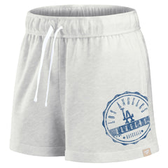 Los Angeles Dodgers Fanatics Women's Oversized Badge Lounge Shorts - Oatmeal - Fanatics Online