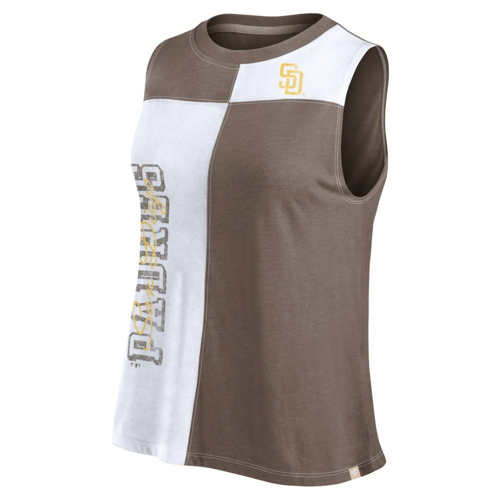 San Diego Padres Fanatics Women's Color-Block Tank Top - Brown/White - Fanatics on Sale
