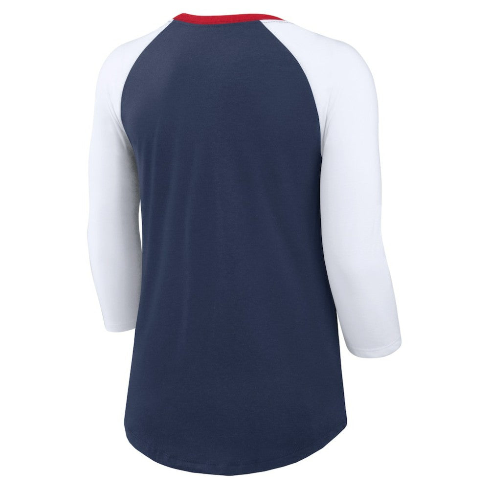 Atlanta Braves Nike Women's Knockout Arch 3/4-Sleeve Raglan Tri-Blend T-Shirt - Navy/White - Nike Lifestyle