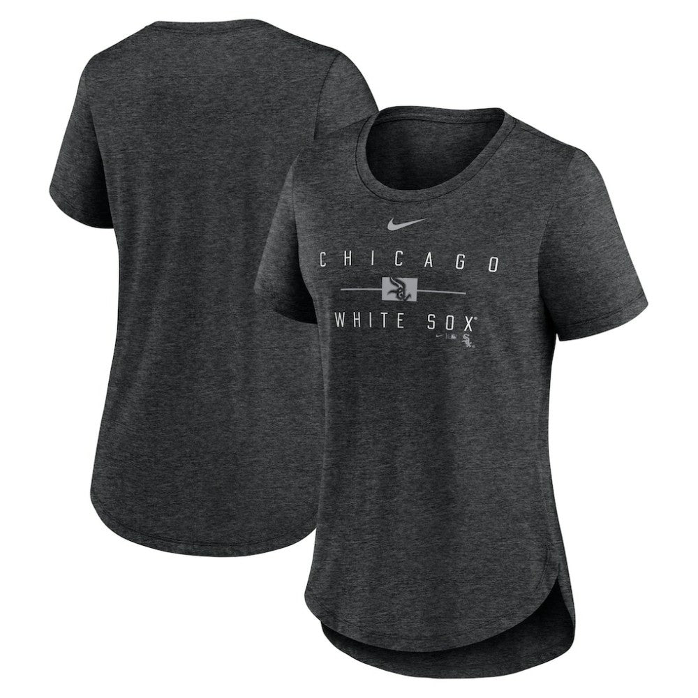 Chicago White Sox Nike Women's Knockout Team Stack Tri-Blend T-Shirt - Heather Black - Nike Sale