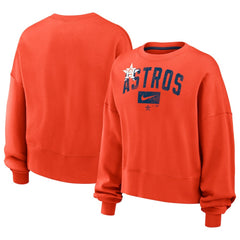 Houston Astros Nike Women's Oversized Cropped Pullover Sweatshirt - Orange - Nike Lifestyle