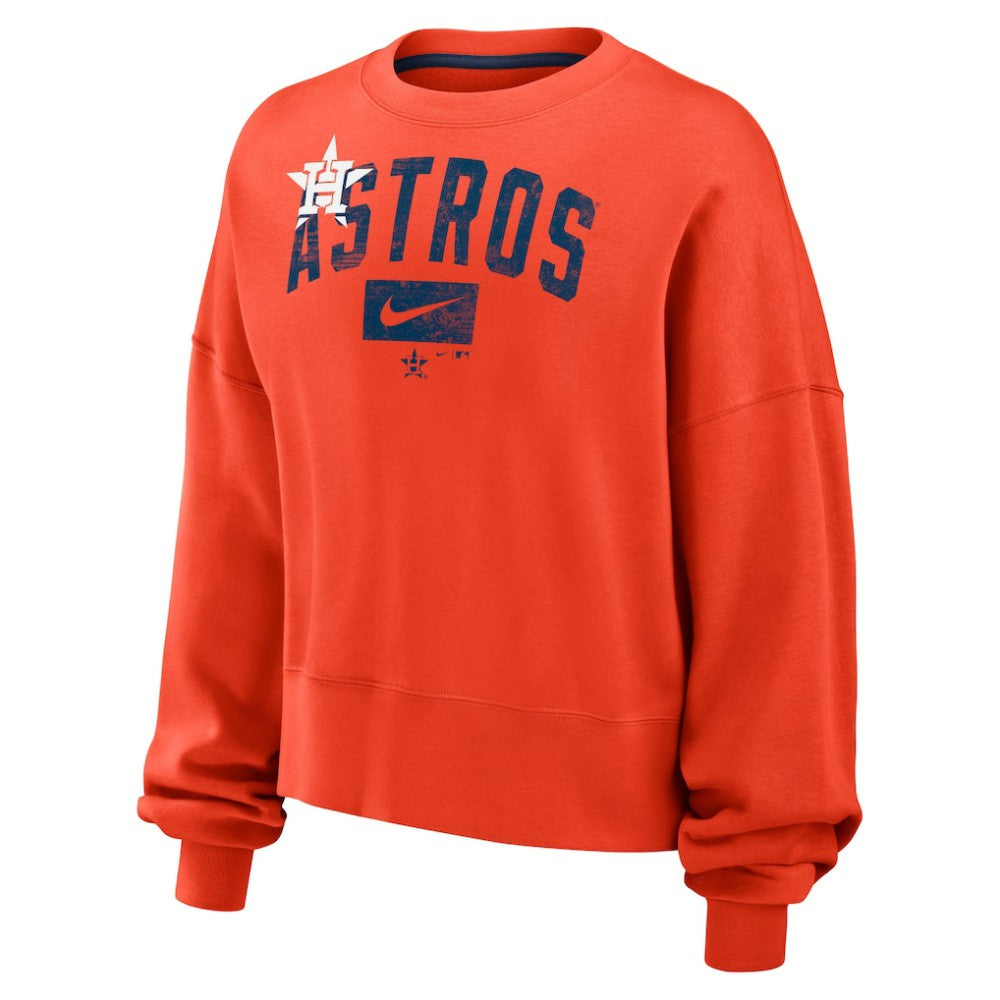 Houston Astros Nike Women's Oversized Cropped Pullover Sweatshirt - Orange - Nike Lifestyle