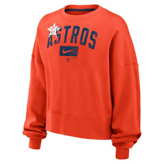 Houston Astros Nike Women's Oversized Cropped Pullover Sweatshirt - Orange - Nike Lifestyle