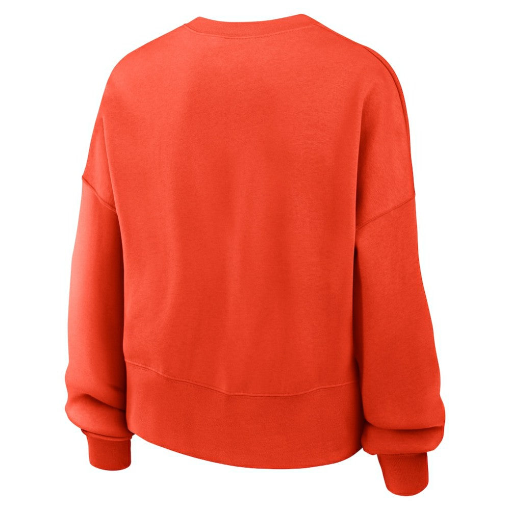 Houston Astros Nike Women's Oversized Cropped Pullover Sweatshirt - Orange - Nike Lifestyle