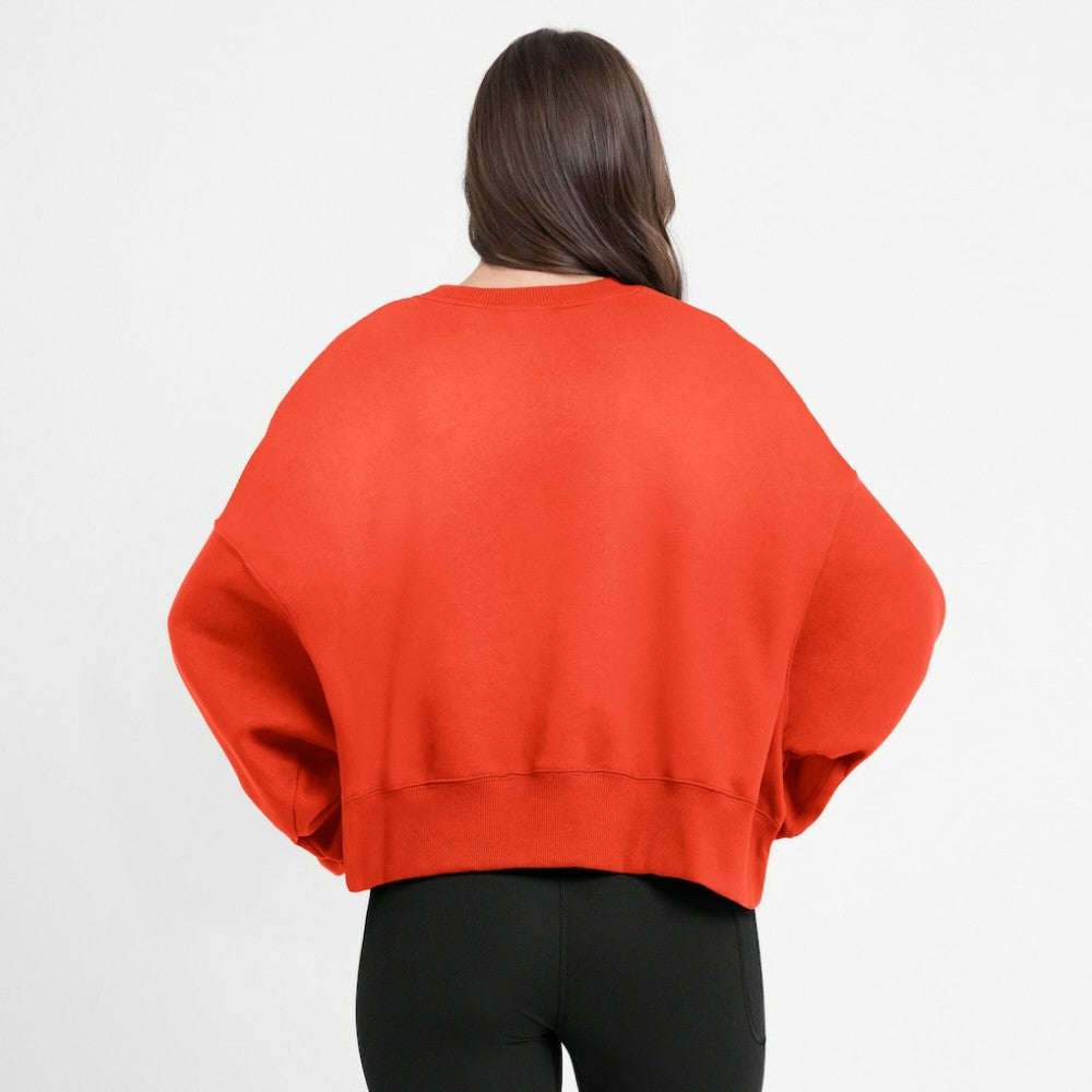 Houston Astros Nike Women's Oversized Cropped Pullover Sweatshirt - Orange - Nike Lifestyle