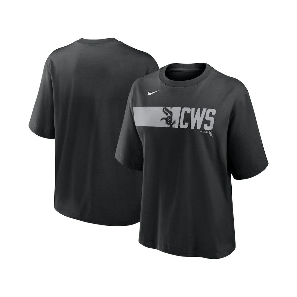 Chicago White Sox Nike Women's Knockout Boxy T-Shirt - Black - Nike on Sale