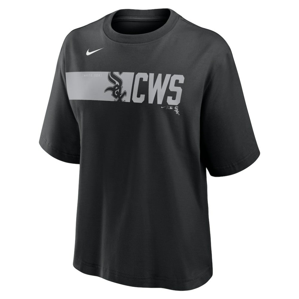 Chicago White Sox Nike Women's Knockout Boxy T-Shirt - Black - Nike on Sale