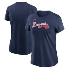 Atlanta Braves Nike Women's Wordmark T-Shirt - Navy - Nike Lifestyle