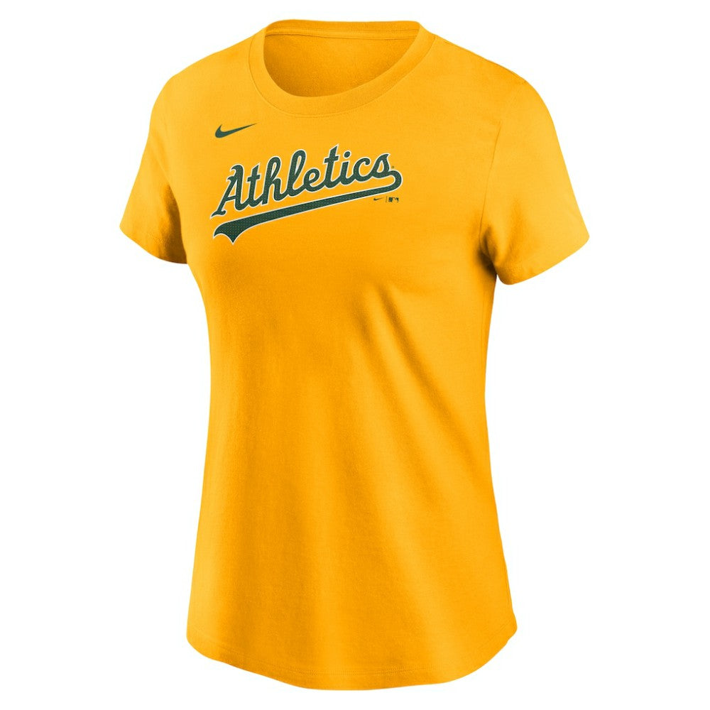 Athletics Nike Women's Wordmark T-Shirt - Gold - Nike Lifestyle