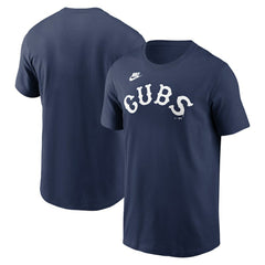 Chicago Cubs Nike Cooperstown Collection Wordmark T-Shirt - Navy - Nike on Sale