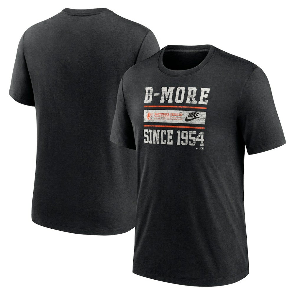 Baltimore Orioles Nike Cooperstown Collection Local Stack Tri-Blend T-Shirt - Heather Black - Nike on Sale