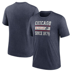 Chicago Cubs Nike Cooperstown Collection Local Stack Tri-Blend T-Shirt - Heather Navy - Nike Lifestyle