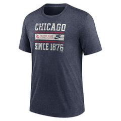 Chicago Cubs Nike Cooperstown Collection Local Stack Tri-Blend T-Shirt - Heather Navy - Nike Lifestyle