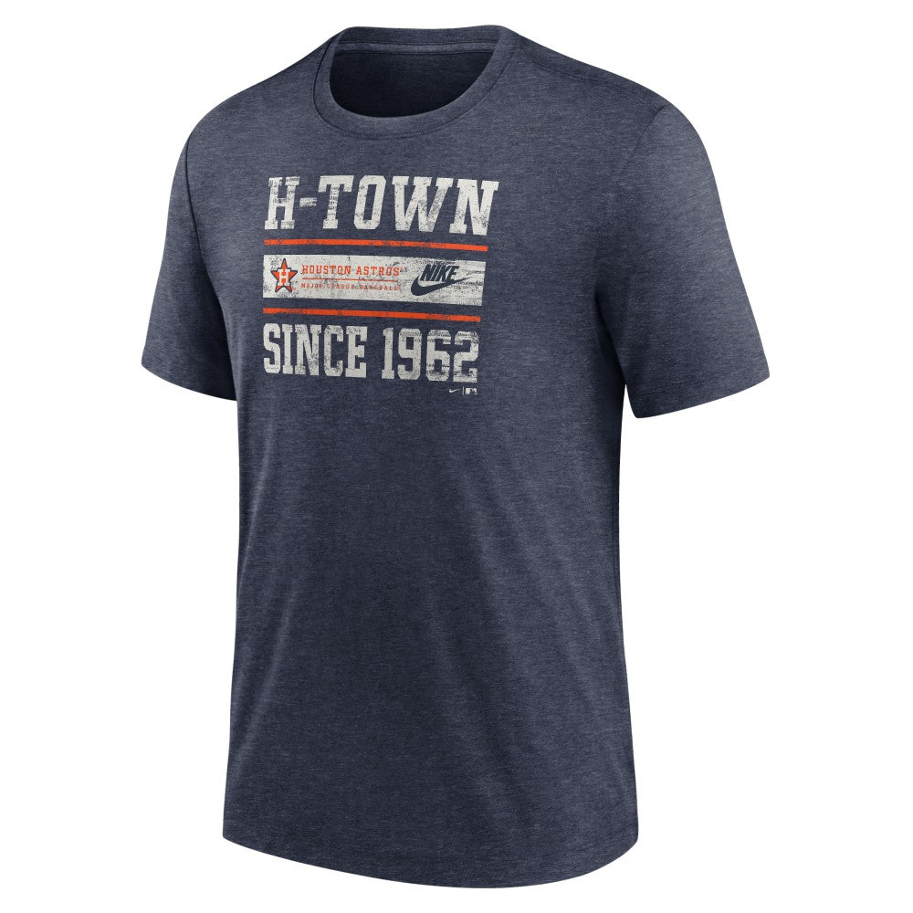 Houston Astros Nike Cooperstown Collection Local Stack Tri-Blend T-Shirt - Heather Navy - Nike Lifestyle