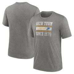 Milwaukee Brewers Nike Cooperstown Collection Local Stack Tri-Blend T-Shirt - Heather Charcoal - Nike Online