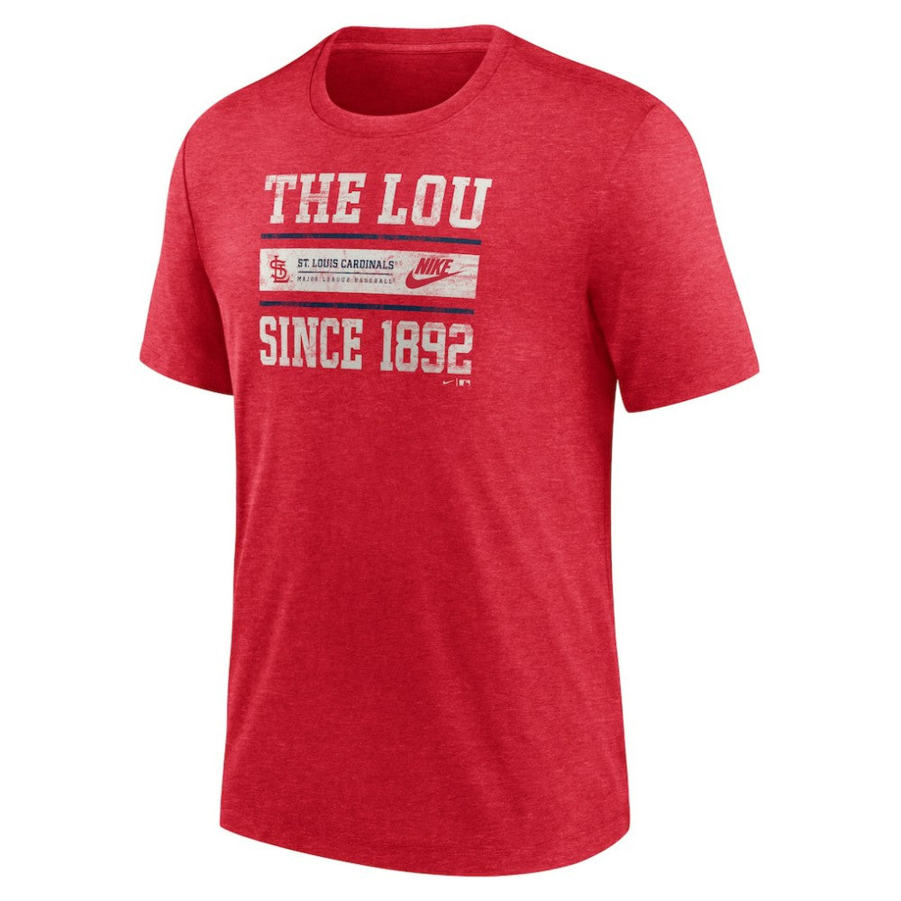 St. Louis Cardinals Nike Cooperstown Collection Local Stack Tri-Blend T-Shirt - Heather Red - Nike on Sale