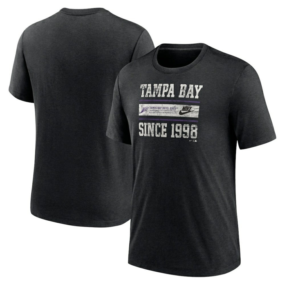 Tampa Bay Rays Nike Cooperstown Collection Local Stack Tri-Blend T-Shirt - Heather Black - Nike Sale