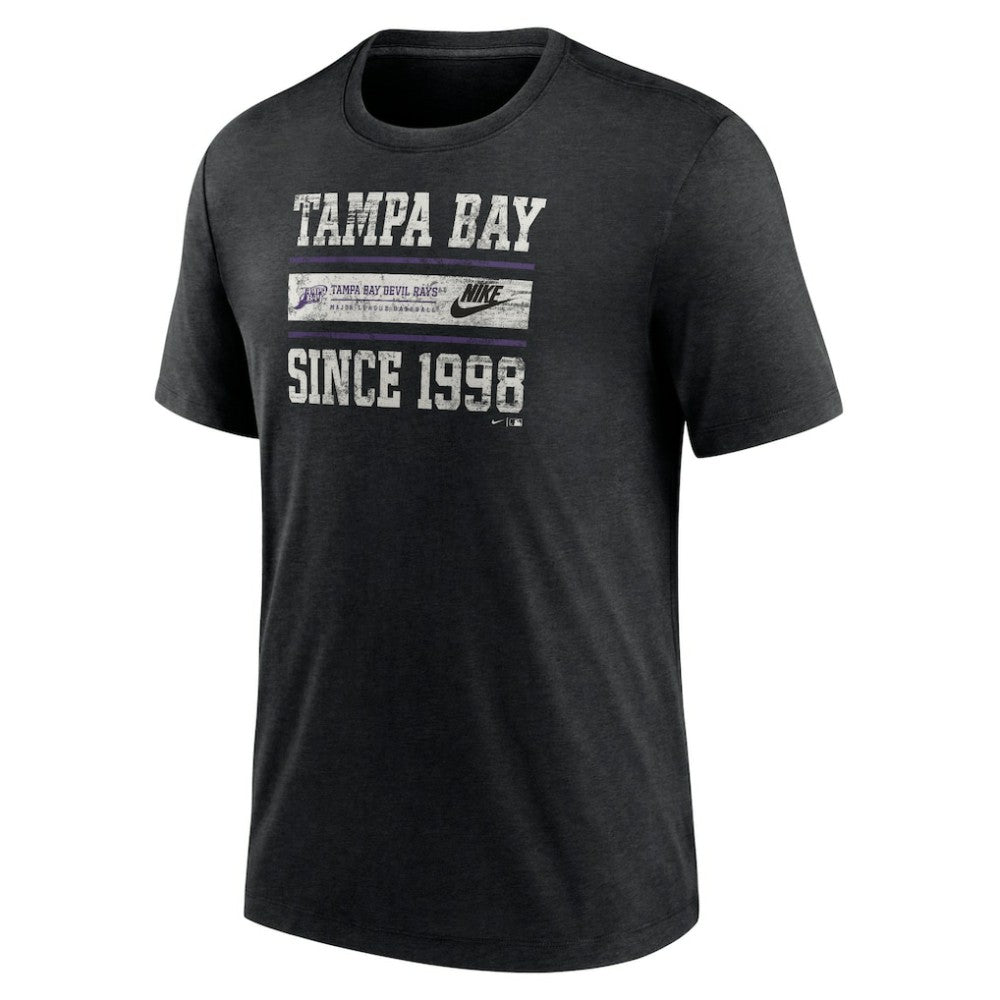 Tampa Bay Rays Nike Cooperstown Collection Local Stack Tri-Blend T-Shirt - Heather Black - Nike Sale